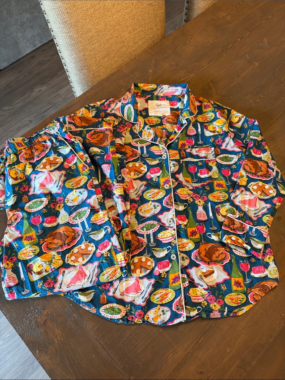 Printfresh Festive Feast Pajama Set M Anthropologie - Picture 3 of 11